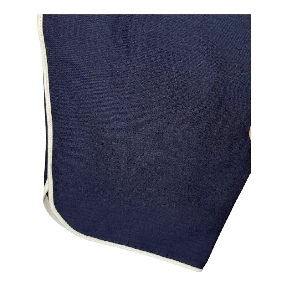 J Crew Collection Pants Women‎ 2 Navy Blue Silk Blend Ivory Stripe Side Preppy